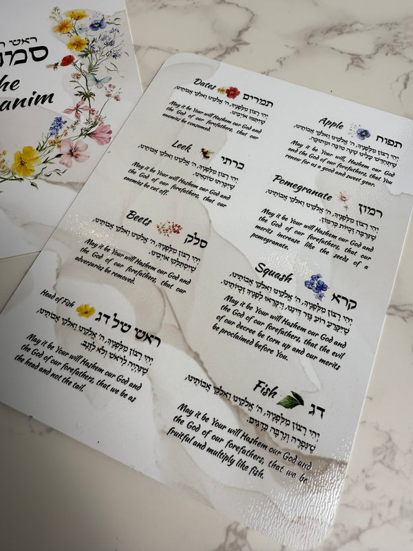 Floral Metal Simanim Card – 6x9