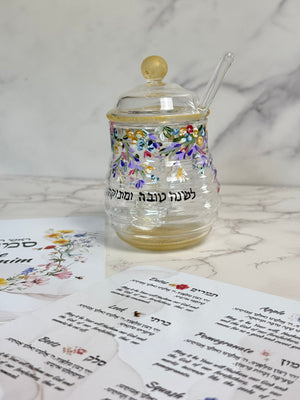 Hand-Painted Floral Honey Jar